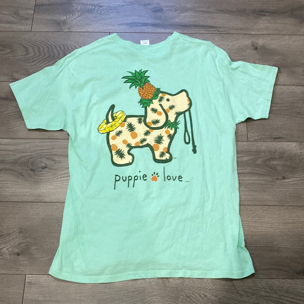 Puppy love pineapple pup tee size large